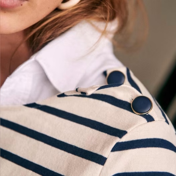 ⚓️✨ Sézane Colette Marinière – Navy & Ecru Striped Long Sleeve Tee (XS, EUC) ✨⚓️ - Picture 4 of 11